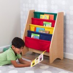Biblioteca MDF Etajera Raft Maro cu panza multicolor -  Kidkraft Sling Natur Primary cu rafturi pentru carti si reviste 